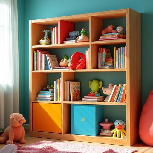 Libreria geometrica colorata per camera dei bambini