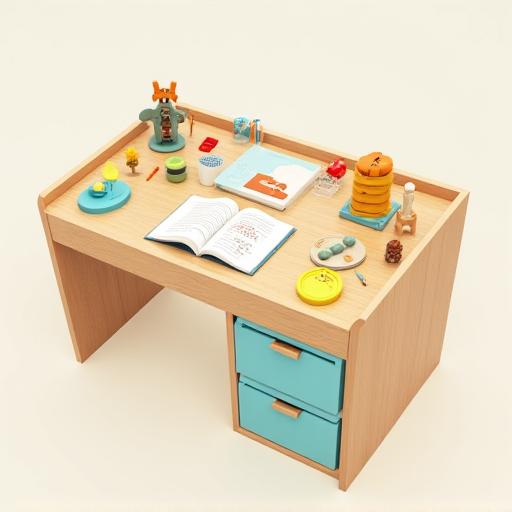 Scrivania interattiva in legno con giochi integrati